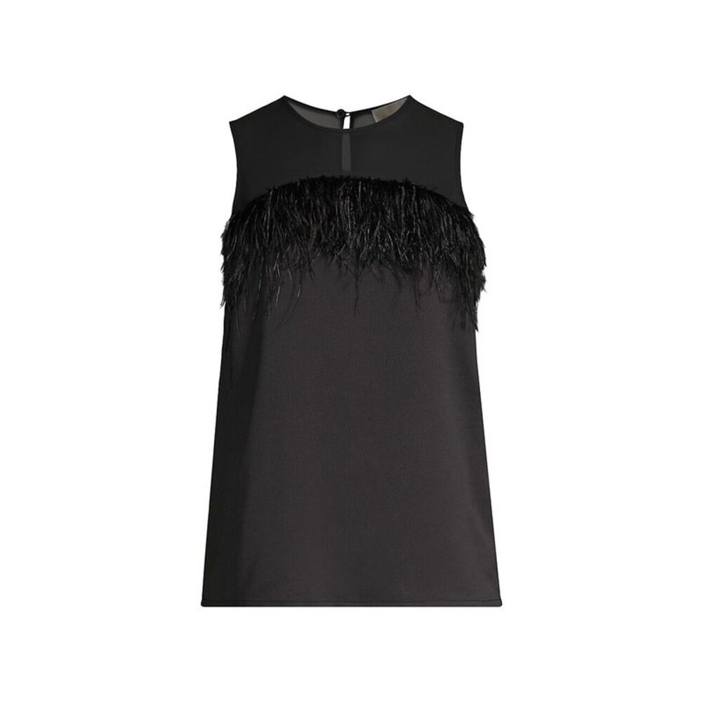 Michael Kors Feather Trim Sleeveless Top - M